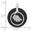 Onyx Circle & Cubic Zirconia Leaf Dangle Pendant in Sterling Silver, 24mm Moveable