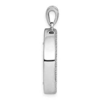 Onyx Circle & Cubic Zirconia Leaves Pendant in Sterling Silver, 30mm
