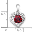 Sterling Silver Rhodium-plated Polished Fancy Garnet and White Topaz Heart Pendant - Birthstone Company