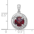 Sterling Silver Rhodium-plated Polished Checker-cut Round Garnet and White Topaz Circle Pendant - Birthstone Company