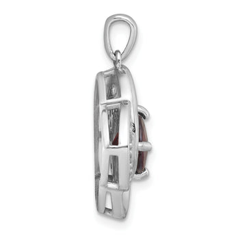 Sterling Silver Rhodium-plated Polished Checker-cut Round Garnet and White Topaz Pendant - Birthstone Company
