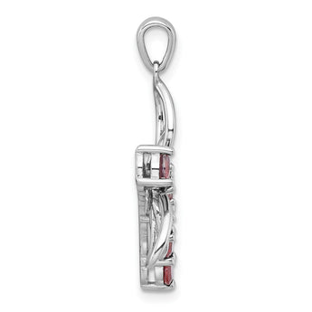 Sterling Silver Rhodium-plated Polished Garnet Dragonfly Pendant - Birthstone Company