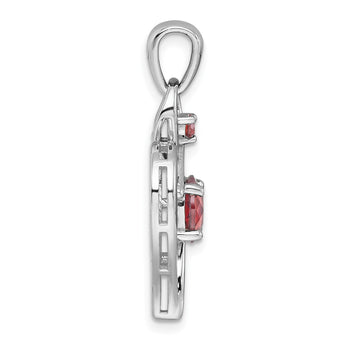 Sterling Silver Rhodium-plated Polished Garnet Open Heart Pendant - Birthstone Company