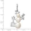Sterling Silver FW Cultured Pearl Snowman Pendant - Birthstone Company