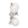 Sterling Silver Rhodium-Plated Floral Pearl Brooch with CZ Elegance