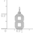 Sterling Silver/Rhodium-plated Satin Number 8 Charm