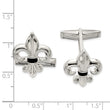 Men's Fleur-de-Lis Onyx Cuff Links in Sterling Silver