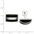 Sterling Silver Mother of Pearl & Onyx Cuff Links