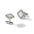 Rhodium-Plated Sterling Silver CZ & Mother of Pearl Cuff Links - Birthstone Company