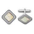 Rhodium-Plated Sterling Silver CZ & Mother of Pearl Cuff Links - Birthstone Company