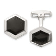 Men's Onyx Hexagon Cuff Links in Sterling Silver