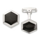 Men's Onyx Hexagon Cuff Links in Sterling Silver