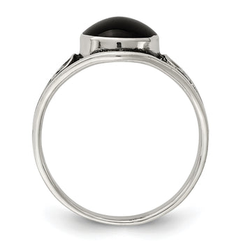 Sterling Silver Antiqued Black Agate Ring - Birthstone Company