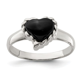 Sterling Silver Onyx Heart Ring - Birthstone Company