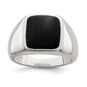 Sterling Silver Synthetic Onyx Ring - Birthstone Company