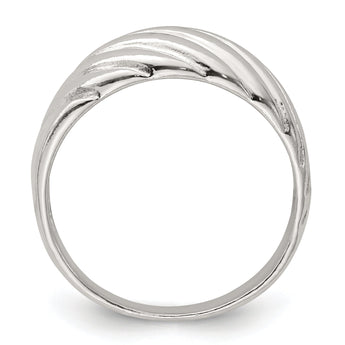 Sterling Silver Solid Fancy Ribbed Ring