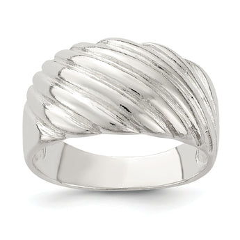 Sterling Silver Solid Fancy Ribbed Ring
