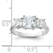 Sterling Silver Rhodium-plated Three Stone CZ Ring