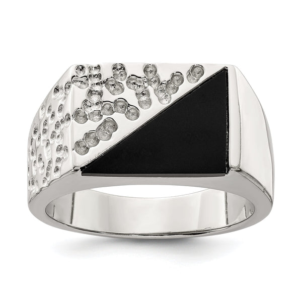 Men's Onyx Ring in Sterling Silver, Size 11