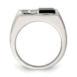 Sterling Silver Rhodium-plated Men's CZ and Onyx Ring