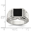 Sterling Silver Rhodium-plated CZ and Onyx Ring