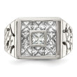 Sterling Silver Rhodium Plated Men's Fashion CZ Ring