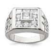 Sterling Silver Rhodium Plated Men's Fashion CZ Ring