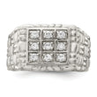 Sterling Silver Rhodium-plated Men's CZ Ring
