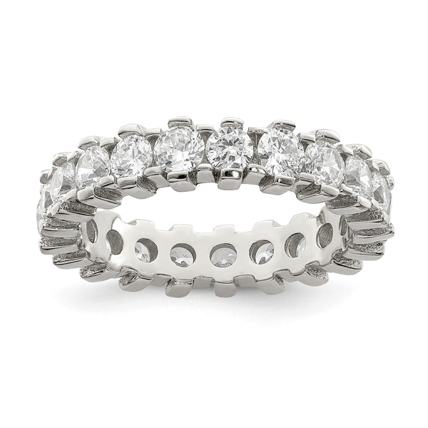 Sterling Silver Rhodium-plated CZ Eternity Band - Birthstone Company