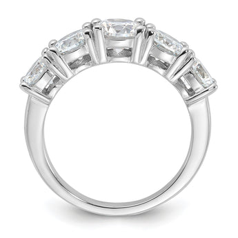 Sterling Silver Rhodium-plated CZ 5-Stone Ring - Birthstone Company