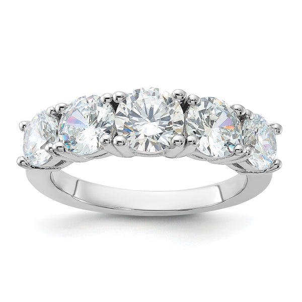 Sterling Silver Rhodium-plated CZ 5-Stone Ring - Birthstone Company