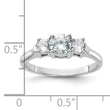 Sterling Silver Rhodium-plated Three CZ Ring