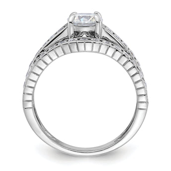 Sterling Silver Rhodium-plated 2-Piece CZ Size 6 Wedding Set Ring