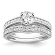 Sterling Silver Rhodium-plated 2-Piece CZ Size 6 Wedding Set Ring