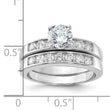 Sterling Silver Rhodium Plated CZ Engagement Ring and CZ Wedding Band Two Piece Set