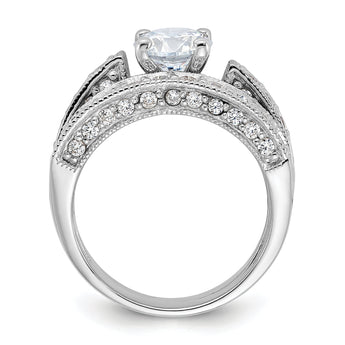 Sterling Silver Rhodium-plated 2-Piece CZ Wedding Set Ring