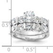 Sterling Silver Rhodium Plated CZ Engagement Ring and CZ Wedding Band Two Piece Set