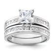 Sterling Silver Rhodium-plated 2-Piece CZ Size 8 Wedding Set Ring