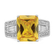 Sterling Silver Yellow & Clear CZ Ring