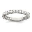 Sterling Silver Rhodium-plated CZ Anniversary Band - Birthstone Company