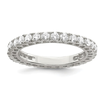 Sterling Silver Rhodium-plated CZ Anniversary Band - Birthstone Company