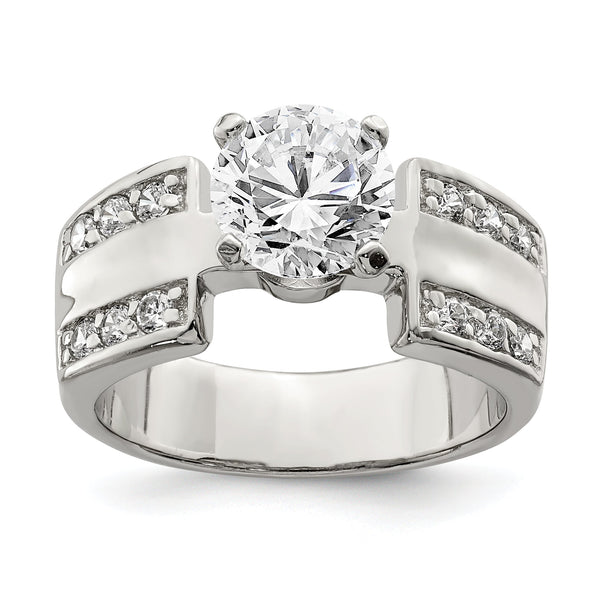 Sterling Silver Rhodium-plated CZ Ring