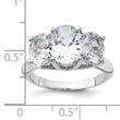 Sterling Silver Rhodium-plated 3 Stone CZ Ring