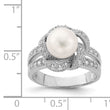 Sterling Silver Rhodium-plated Simulated Pearl and CZ Ring