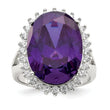 Sterling Silver Rhodium-plated Purple & Clear CZ Ring