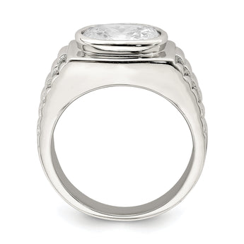 Sterling Silver Rhodium-plated Men's CZ Ring