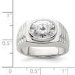 Sterling Silver Rhodium-plated Men's CZ Ring