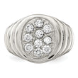 Sterling Silver Rhodium-plated Men's CZ Cluster Ring
