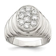 Sterling Silver Rhodium-plated Men's CZ Cluster Ring