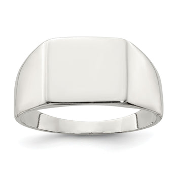 Sterling Silver 11x12mm Closed Back Signet Ring - Birthstone Company